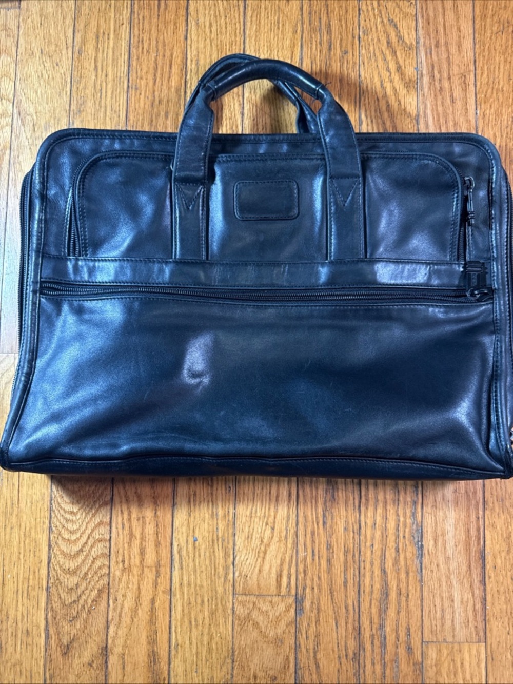 TUMI 9603D3 Leather 2-Way Briefcase Business Bag Black Slim Used